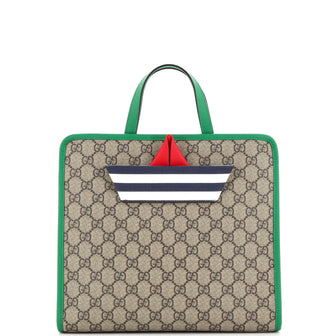 Gucci Children's Tote GG Coated Canvas with Applique Medium