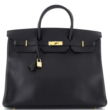Hermes Birkin Handbag Black Ardennes with Gold Hardware 40