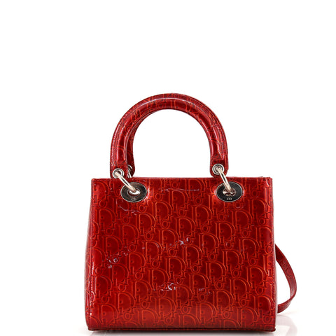 Christian Dior Vintage Lady Dior Bag Ultimate Embossed Patent Medium