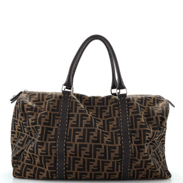 Fendi Selleria Boston Bag Zucca Canvas with Leather Large