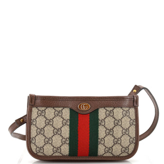 Gucci Ophidia Triple Flat Crossbody Bag GG Coated Canvas Mini