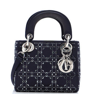 Christian Dior Lady Dior Bag Crystal Embellished Cannage Quilt Satin Mini