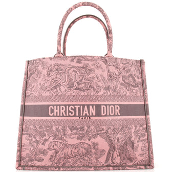Christian Dior Book Tote Embroidered Canvas Large
