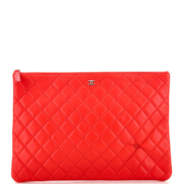 Chanel O Case Clutch Quilted Lambskin Large