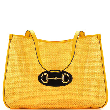 Gucci Horsebit 1955 Tote Raffia and Leather Medium