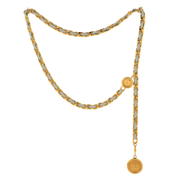 Chanel Vintage Medallion Chain Belt Metal and Leather