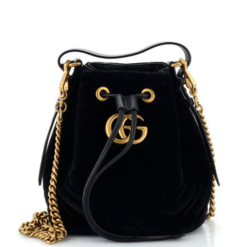Gucci GG Marmont Bucket Bag Matelasse Velvet Small