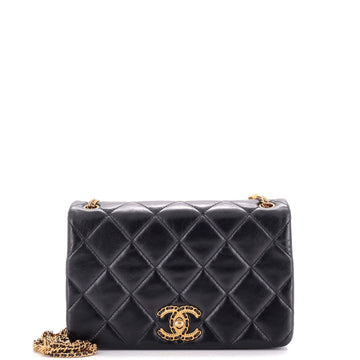 Chanel On And On Full Flap Bag Quilted Lambskin Mini