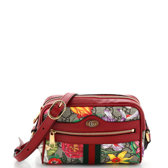 Gucci Ophidia Shoulder Bag Flora GG Coated Canvas Mini