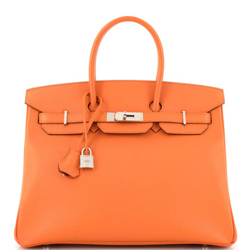 Hermes Birkin Handbag Orange Epsom with Palladium Hardware 35