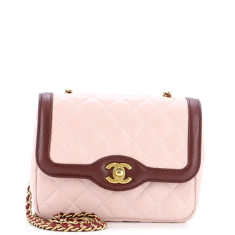 Chanel Two Tone Flap Bag Quilted Lambskin Mini
