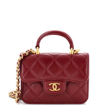 Chanel Top Handle Flap Coin Purse with Chain Quilted Lambskin
