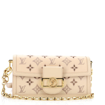 Louis Vuitton Dauphine Shoulder Bag Monogram Cutout Broderie Leather East West