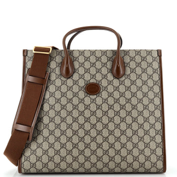 Gucci Structured Top Handle Open Tote GG Coated Canvas Medium