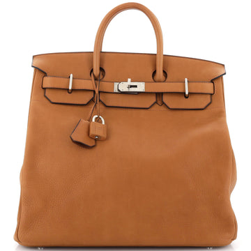 Hermes HAC Birkin Bag Brown Taurillon Saddle with Brushed Palladium Hardware 40