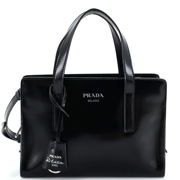 Prada Re-Edition 1995 Tote Spazzolato Leather Mini Black 251787237