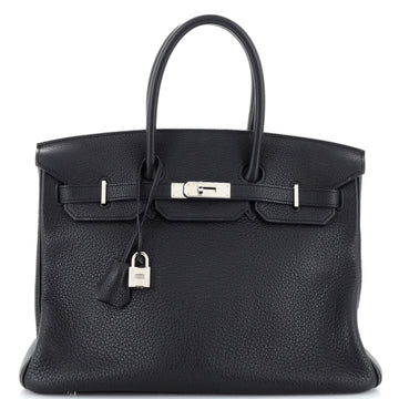 Hermes Birkin Handbag Black Togo with Palladium Hardware 35
