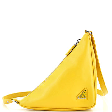 Prada Triangle Logo Zip Crossbody Bag Embossed Grace Lux Small