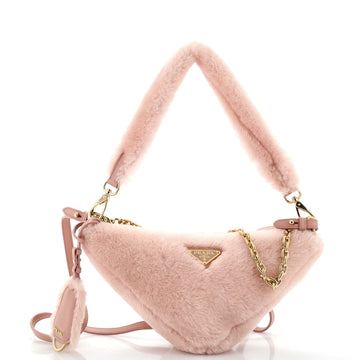 Prada Triangle Shoulder Bag Shearling Mini