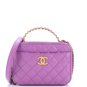 Chanel Pick Me Up Logo Handle Vanity Case Quilted Lambskin Mini