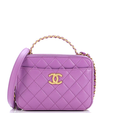 Chanel Pick Me Up Logo Handle Vanity Case Quilted Lambskin Mini