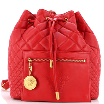 Versace Medusa Tribute Drawstring Backpack Quilted Leather Medium