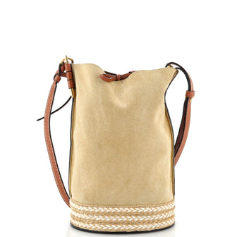 Loewe Gate Bucket Bag Leather and Suede with Raffia Medium