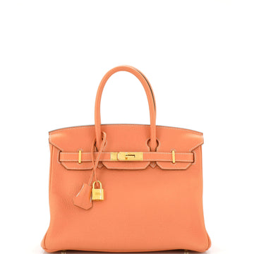 Hermes Birkin Handbag Pink Clemence with Gold Hardware 30