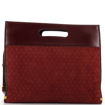 Saint Laurent Cutout Convertible Tote Monogram All Over Suede