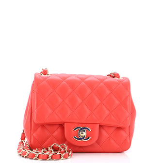 Chanel Square Classic Single Flap Bag Quilted Lambskin Mini