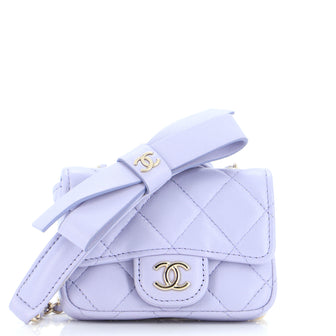 Chanel Bow Strap Classic Flap Clutch with Chain Quilted Lambskin Mini