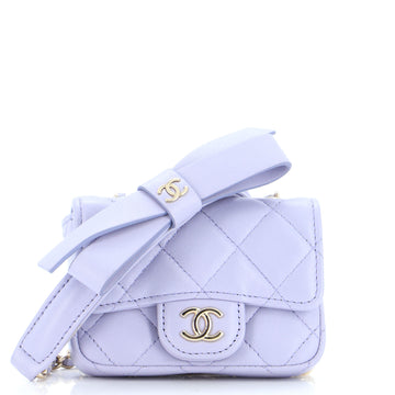 Chanel Bow Strap Classic Flap Clutch with Chain Quilted Lambskin Mini