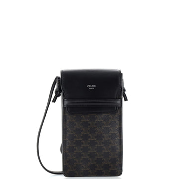 Celine Phone Pouch Crossbody Triomphe Coated Canvas and Leather