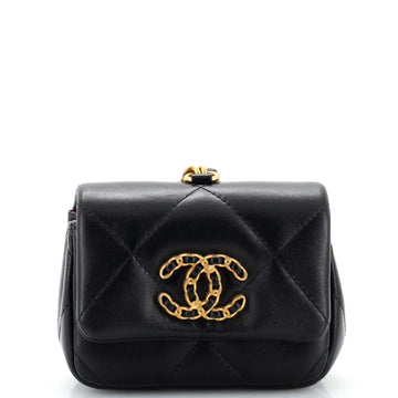 Chanel 19 Flap Pouch with Chain Handle Quilted Lambskin Mini