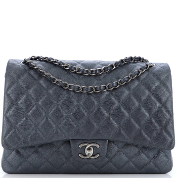 Chanel Classic Double Flap Bag Quilted Iridescent Caviar Maxi