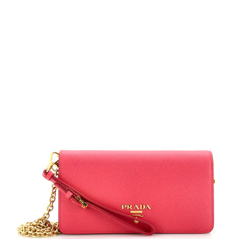 Prada Wristlet Wallet on Chain Saffiano Leather Mini