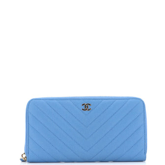 Chanel Zip Around Wallet Chevron Matte Caviar Long