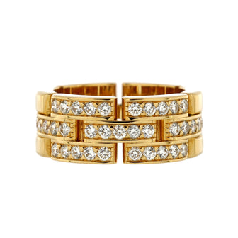 Cartier Maillon Panthere 3 Row Band Ring 18K Yellow Gold with Half Diamonds