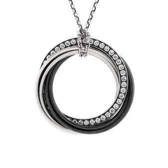 Cartier Trinity Pendant Necklace 18K White Gold with Diamonds and Ceramic Small