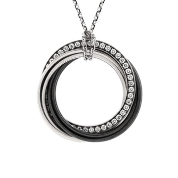 Cartier Trinity Pendant Necklace 18K White Gold with Diamonds and Ceramic Small