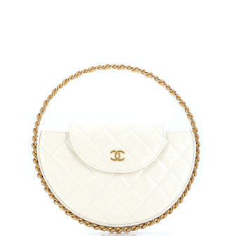 Chanel Chain Around Hoop Bag Quilted Patent Small