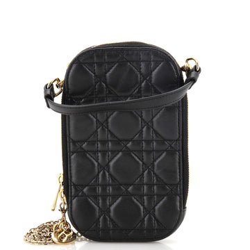 Christian Dior Lady Dior Phone Holder on Chain Cannage Quilt Lambskin