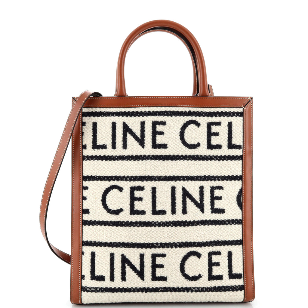 Celine Vertical Cabas Tote Logo All Over Textile Small Neutral 2517877