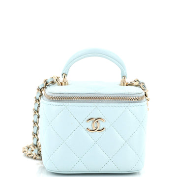 Chanel Classic Top Handle Vanity Case with Chain Quilted Lambskin Mini
