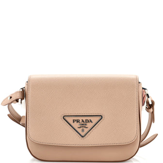 Prada Identity Flap Shoulder Bag Saffiano with City Calf Small