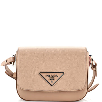 Prada Identity Flap Shoulder Bag Saffiano with City Calf Small