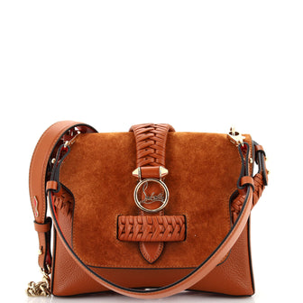 Christian Louboutin Rubylou Convertible Satchel Suede with Woven Leather Detail Small