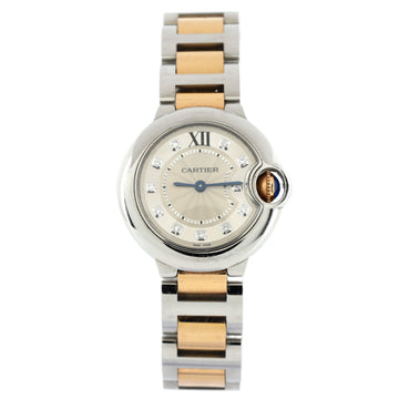 Cartier Ballon Bleu de Cartier Quartz Watch Stainless Steel and Rose Gold with Diamond Markers 28