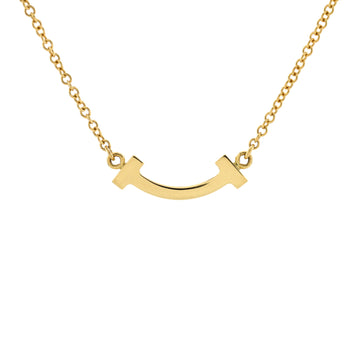 Tiffany & Co. T Smile Pendant Necklace 18K Yellow Gold with Diamonds Mini