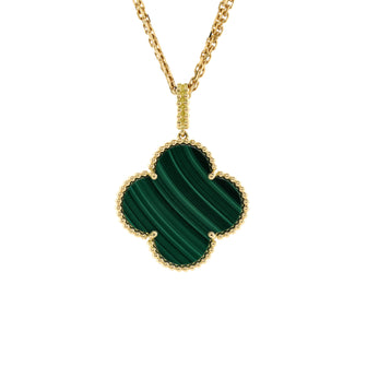 Van Cleef & Arpels Magic Alhambra Pendant Necklace 18K Yellow Gold and Malachite